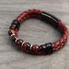 Multi Layer Braided Rope Leather Bracelet Stainless Steel Men Bangles for Red Stone Charm Women Jewelry - Image 4