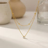 Female Party Accessories Double Layer Clavicle Shiny CZ Pendant Necklace Stainless Steel Clearly Zircon 2 Layered Choker - Image 5
