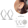 Silver Women Hoop Earrings Gifts For Girl U Rhombic Shape Geometric Lines Zircon Earring - Image 22