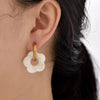 Flower Resin Acrylic Drop Earrings Gold Color Round Circle Stainless Steel Ear Buckle Hoop Earrings For Women Jewelry Gift - Image 6