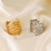 Stainless Steel Lava Irregular Hollow Ring for Women Metal Texture Daily Simple Stylish Golden Rings Jewelry - Image 3