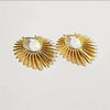 Metal Sun Flower Retro Earrings Female Light Senior Sense Exaggerated Fan Ear Buckle Attendance Cocktail Stud Fan - Image 3