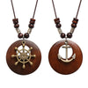 Ethnic Style Round Wood Beads Alloy Leaf Pendant Necklace For Women Girl Bohemian Sweater Chain Vintage Jewelry Accessories Gift - Image 3
