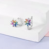 Colorful Cubic Zirconia Huggie Hoop Earrings in Flower Butterfly and Clover Designs - Image 83