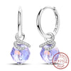 Silver Hoop Earrings Purple Zircon Flowers Butterflies Studs Earring For Women Wedding Engagement Gift - Image 8