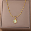 Stone Opal Oval Necklace For Women Stainless Steel Gold Color Oval Stone Pendant Necklace Wedding Aesthetic Jewelry Gift - Image 17