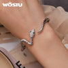 Silver Color Classical Snake Open Bangle Bracelets For Women Men Green White Zircon Charm Bracelet Unique Jewelry Gift - Image 3