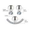 3pcs/Set Titanium 16G Happy Smile Stud Earrings with Cubic Zirconia Internally Threaded Flat Back Piercing - Image 14