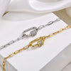 Pave Zircon Pin Pendant Neckalce for Women, Adjustable Stainless Steel Paperclip Chain Jewelry - Image 5