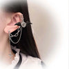 Punk Gothic Black Crystal Heart Cross Chain Ear Cuff for Men Women Hip Hop Metal Cross Ear Clip On Earrings Egirl Jewelry Gift - Image 3