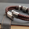 Vintage Multilayer Brown Leather Stainless Steel Men Bracelet Bead Bracelet Jewelry Male Wrist Bangle Christmas Gifts - Image 2