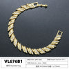 Wheat Ear-Shaped Patchwork Bracelet/Necklace Copper Hip-Hop Style CZ Stone Jewelry, Unisex Couple's Accessories - Image 5