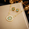 316L Stainless Steel Pearl Butterfly Flower Golden Necklace Earrings For Womens Party Gift Jewelry Set - Image 27