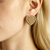 Cozy Knitted Texture Heart Studs Sweater Pattern Polymer Clay Earrings Small Love Heart Jewelry Handcrafted Sweet Daily Wear - Image 1
