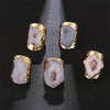 Irregular Geode Stone Agate Slices Wide Open Ring for Women Boho Resizable Finger Jewelry - Image 9