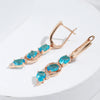 Blue Zircon Long Dangle Earrings For Women 585 Rose Golden Vintage Jewelry - Image 4