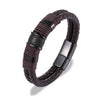 Punk Men Braided Blue Leather Bracelet Black Stainless Steel Magnetic Buckle Bracelet Gifts - Image 20