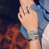 Antique Silver-Tone Open Cuff Bracelet with Snake and Floral Motifs - Image 2