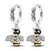 Silver Double stirrup Bee firefly zircon zircon Earrings for Women Jewelry Wedding Birthday mom Gift - Image 8