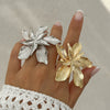 Exaggerated Bilayer Big Flower Ring for Women Personality Metal Punk Party Finger Ring Jewelry Accessories - Image 4