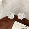 Flower Hanging Earrings White Enamel Floral Acrylic Petals Crystal Imitation Pearl Dangle Earrings for Women - Image 22