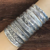 Antique Silver-Tone Open Cuff Bracelet with Snake and Floral Motifs - Image 1