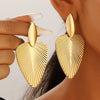 Advanced Metal Textured Leaf Pendant Big Earrings Women's Exaggerated Party Jewelry Gold Color Geometry Drop Earring - Image 1