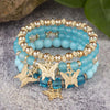 4Pcs Butterfly Beaded Bracelet Set For Women Pink Acrylic Beads Elastic Chain Bangle Female Bohemian Party Jewelry Gift - Image 9