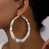 Exaggerated Round Circle Bamboo Hoop Earrings For Women Vintage Chunky Versatile Dangle Drop Earrings Party Wedding Jewelry - Image 2