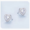 Silver Halo CZ Heart Stud Earrings Round Earrings Set Classic Engagement Jewelry for Couples - Image 20