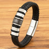 Xqni Leather Bracelet Men Classic Stainless Steel Beaded Leather Braided Rope Bangle For Charm Men Jewelry Birthday Gift - Image 1