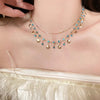 Blue Zircon Gold Color Shell Pendant Necklace Summer Beach Accessories Set Shiny Shell Double Layered Bracelet for Women