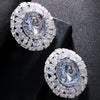 Stonefans Big Crystal Clip Earrings for Women Rhinestone Luxury Bling without Piercing Round Clip Earrings Party Gifts