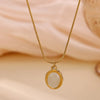 Oval Colorful Stone Necklace For Women Stainless Steel Gold Color Green Opal Stone Pendant Necklace Aesthetic Jewelry Gif - Image 9