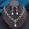Elegant Collar 2 Pcs Sets Flower Necklace and Earrings for Women Jewelry Set Bridal Wedding Choker Necklace Set - Image 14