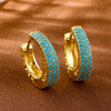 Turquoise Hoop Earrings for Women Temperament Gold Color Plated Micro-Intact Blue Zircon Party Ear Accessories - Image 9