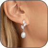 Water Drop Imitation Pearl Drop Stud Earrings For Women Girls White Crystal Zircon Earring Wedding Festival Jewelry Gift - Image 6