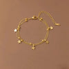 Charm Gold Color Stainless Steel Double-layer Five-pointed Star Round Bead Pendant Bracelet Anklets for Woman Jewelry Accessory - Image 1