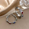 Punk Colorful Heart Shaped Zircon Stainless Steel Earrings Hoop Earrings for Women Girl Ear Huggies Daily Jewelry - Image 6