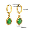 Green White Color Crystal Zircon Hoop Earrings For Women Stainless Steel Heart Square Leaf Shape Pendant Earring Gifts - Image 29