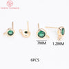 (2607) 4MM 6MM 7MM 8MM Gold Color Brass with Zircon Hooks Hole Round Stud Earrings Pins Jewellery Accessories Wholesales - Image 12