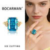 Bocarman Rectangular Ice Cut Mint Green Cubic Zirconia Copper Ring For Women Vintage Engagement Wedding Adjustable Jewelry - Image 23