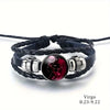 Vintage 12 Zodiac Sign Leather Bracelet Sporty Constellation Glass Snap Button Bracelets For Men Women - Image 4