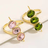 Green Zirconia Open Ring for Women Crystak Bead Shaped Geometric Adjustable Ring Party Jewelry Gifts - Image 4