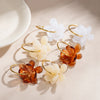 30mm Stainless Steel Double-layer Resin Flower Drop Earrings for Women Jewelry Green Yellow Brown Accessories - Image 5