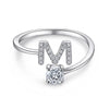 Silver Initial Rings for Women Girls, Adjustable Initial Rings Cubic Zirconia Stackable Alphabet Letter Rings Gift - Image 25