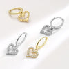 Round&Square Zircon Pendant Hoop Earrings Silver Rhinestones Drop Women Gift Jewelry Eardrop - Image 2