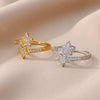 Zircon Double Star Rings For Women Gold Color Stainless Steel Opening Stars Finger Ring Wedding Party Aesthetic Jewelry Gift - Image 5
