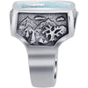 Mens Southwestern Style Turquoise Gemstone Inlay Howling Wolf Silver Ring - Image 3