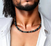 Vintage boho personality men's pine stone set necklace wood bead handmade beaded bracelet accessories - Image 4